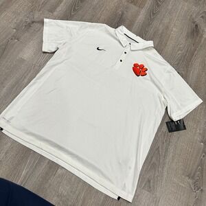 Nike Clemson Tigers White Dri-FIT Polo Shirt Mens XXL 845830-103 New Polo Shirt